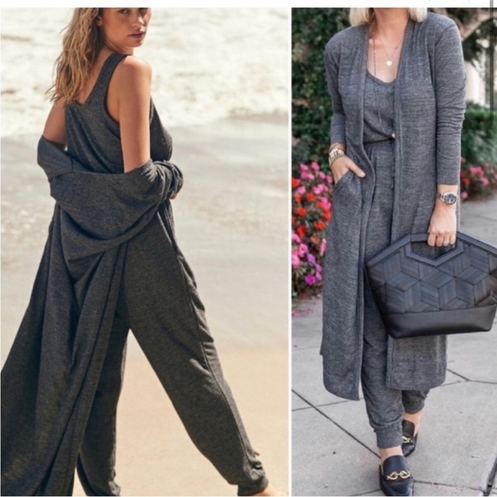 Free People FP Beach Bicoastal Romper In Charcoal Grey